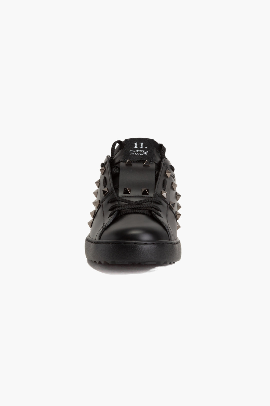 Valentino Nero Premium Leather Sneakers with Pyramid Studs - Made in Italy