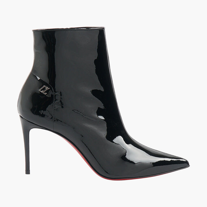 Christian Louboutin Nero Patent Leather Ankle Boots with Signature Red Sole