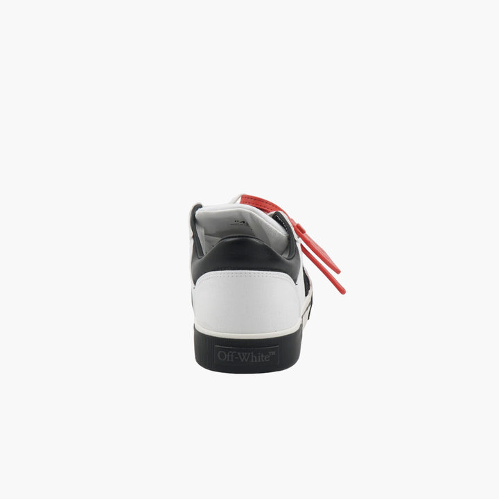 Off-White White Sneakers with Iconic Arrow Motif and Red Zip Tie