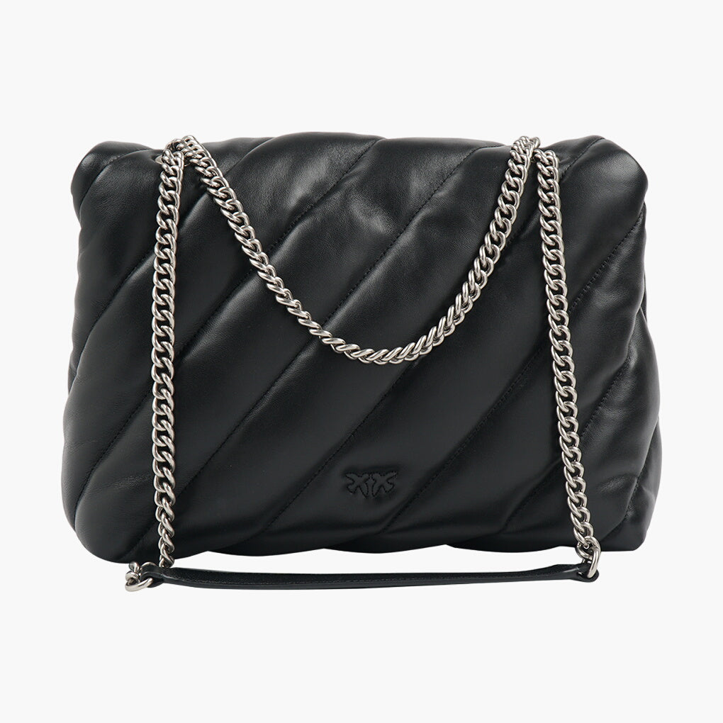 PINKO Luxury Quilted Bag with Iconic Metal Detail - Nero