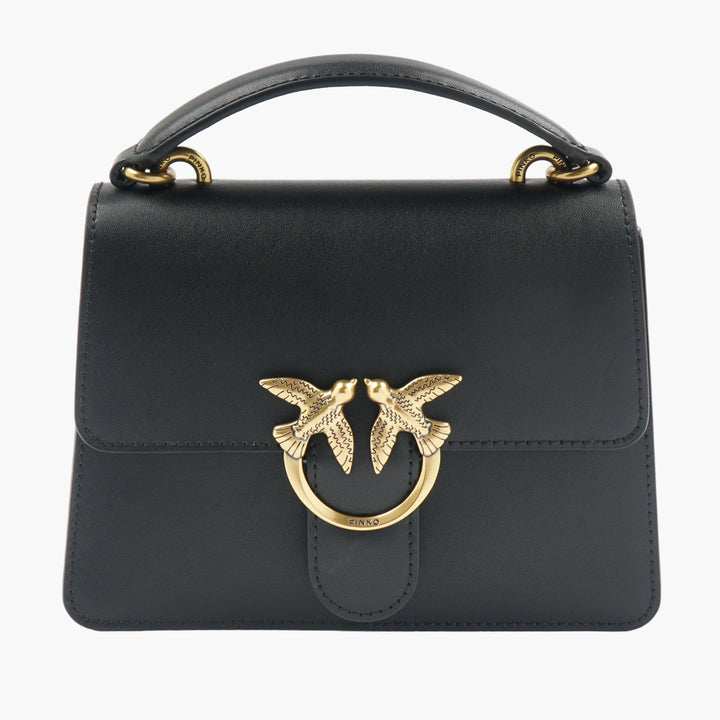 PINKO Black and Gold Elegant Bag with Signature Bird Ring Closure