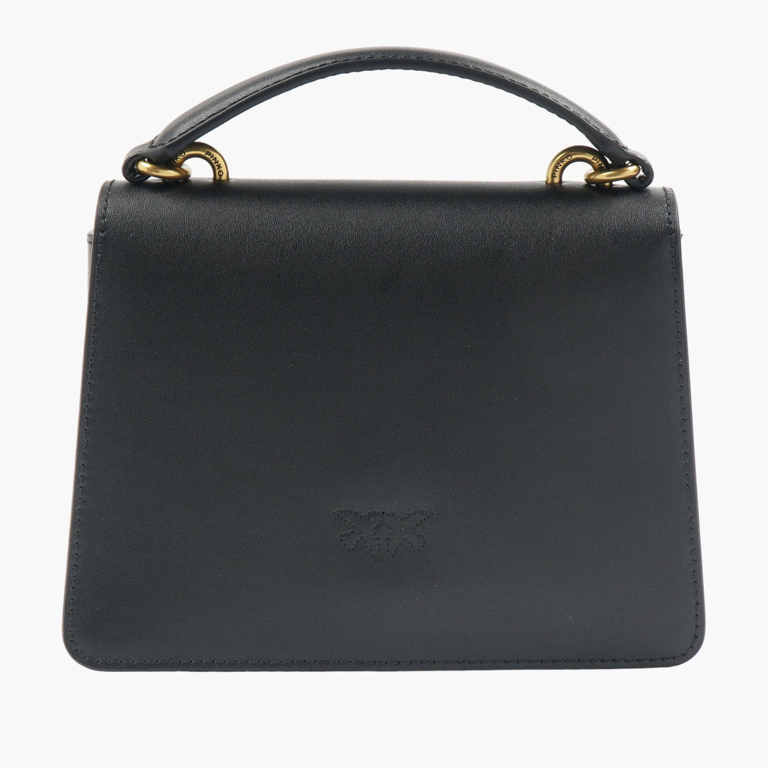 PINKO Black and Gold Elegant Bag with Signature Bird Ring Closure