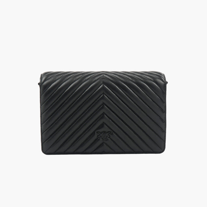 PINKO Quilted Black Bag with Iconic Buckle Closure