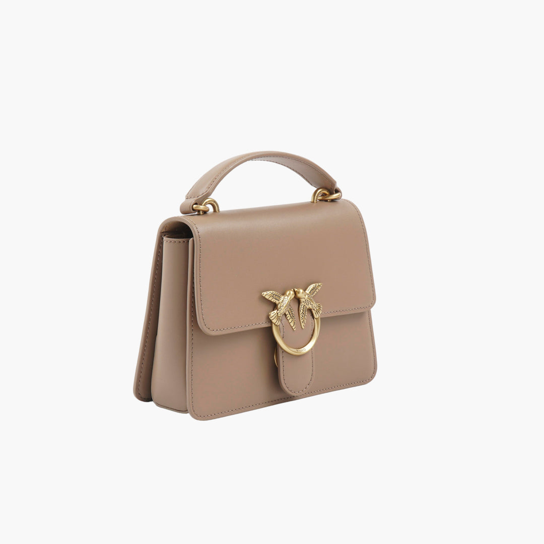 Borsa a mano PINKO Beige-Oro con stemma Love Bird