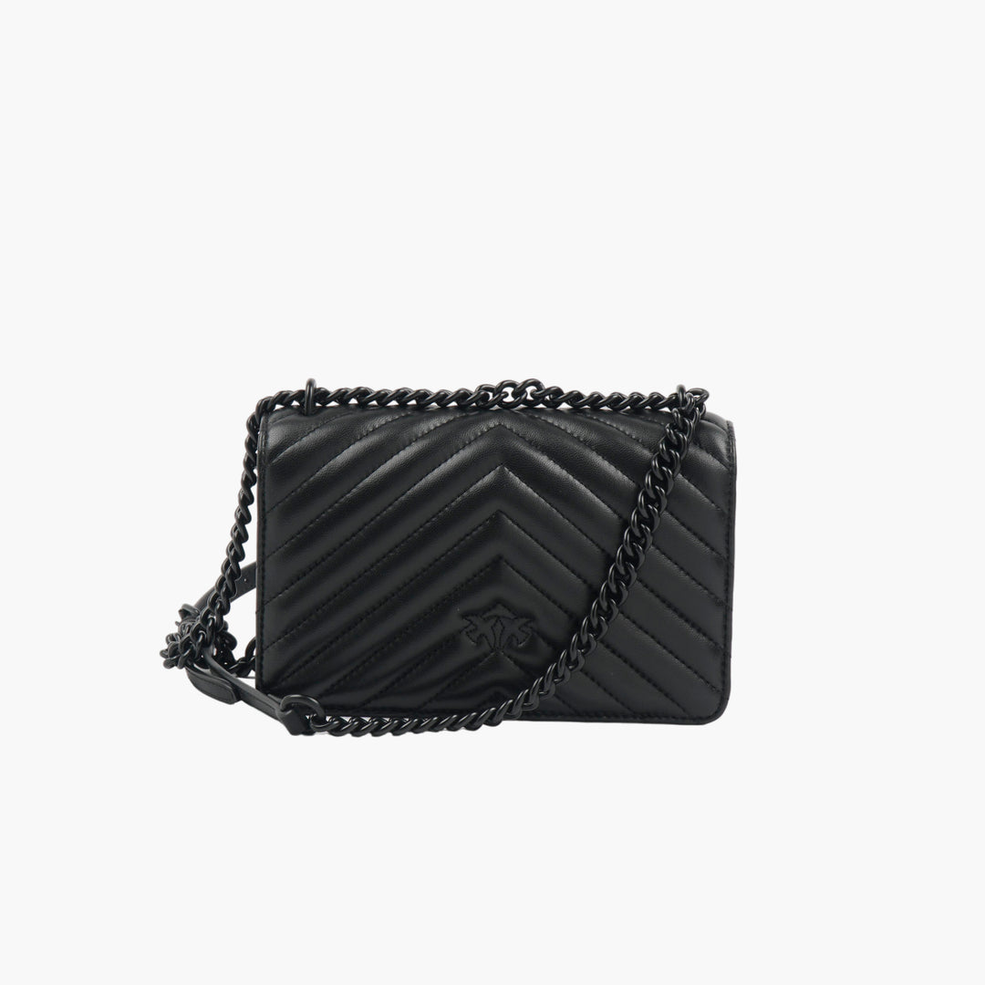 PINKO BLACK SHOULDER BAG WITH BLACK HARDWARE