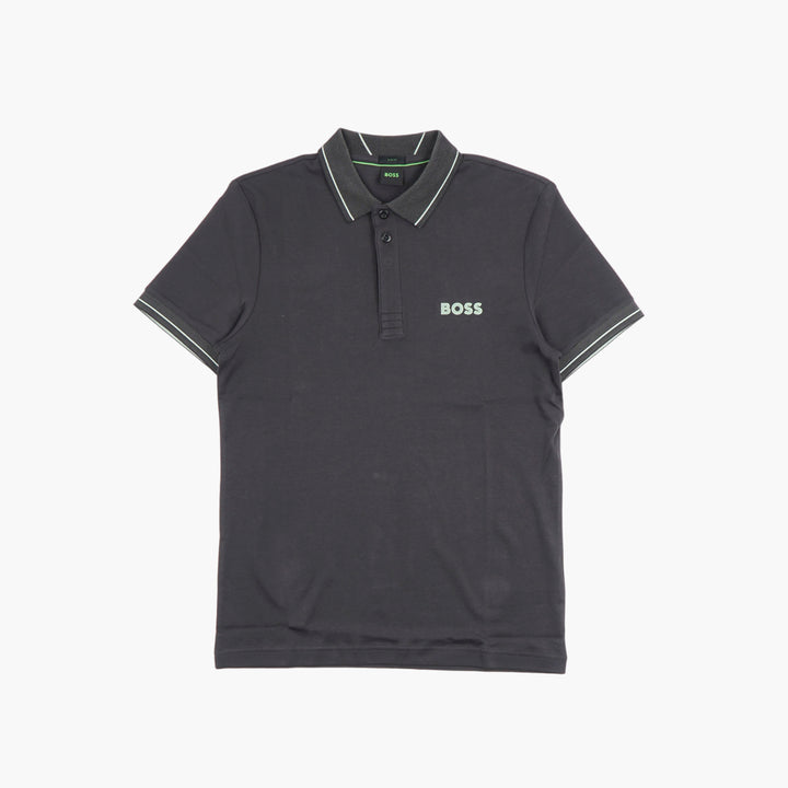 HUGO BOSS Men's Polo Shirt - Dark Grey/Light Green - Classic Design & Comfortable Fit