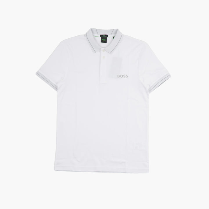 HUGO BOSS Men's White-Grey Polo Shirt - Classic, Timeless Elegance and Comfort