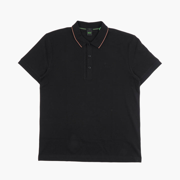 HUGO BOSS Men's Black-Pink Polo Shirt - Classic and Timeless Design