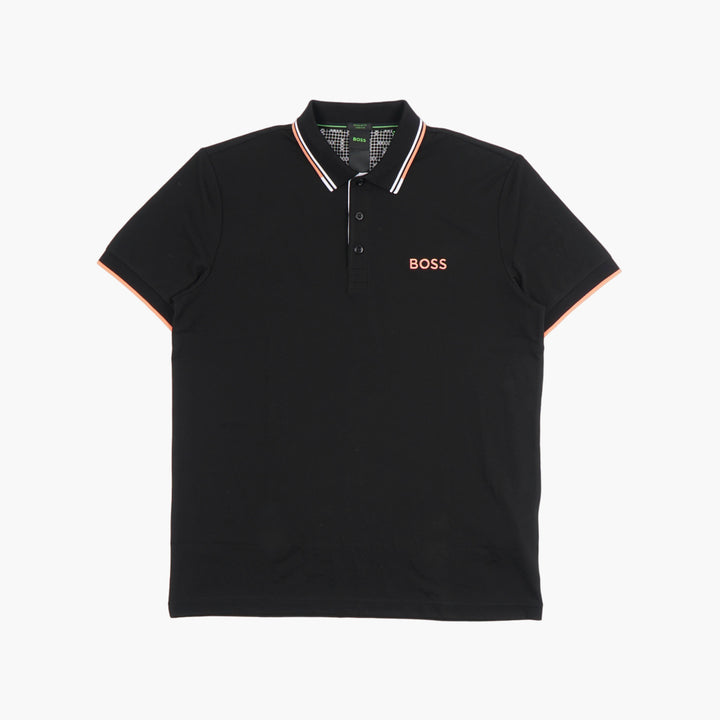 Polo nera da uomo HUGO BOSS con finiture a contrasto