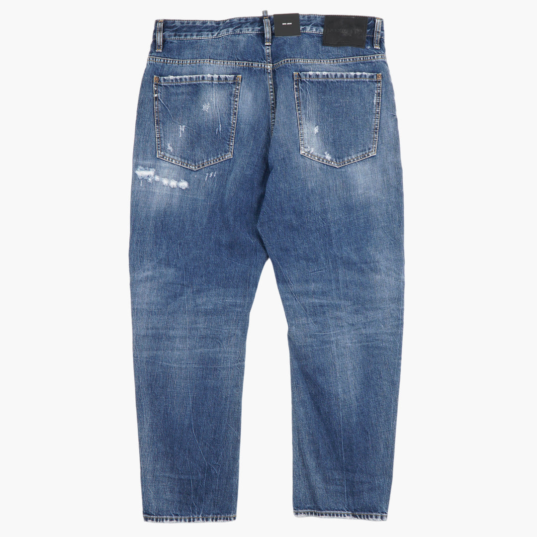 Jeans in denim usurati DSQUARED2 con logo iconico in elegante lavaggio blu