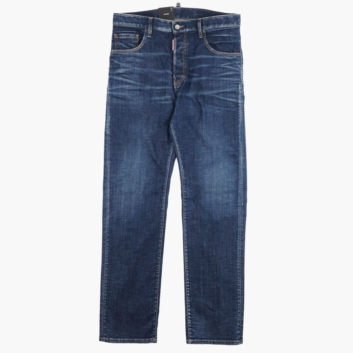 Jeans slim fit in denim blu da uomo DSQUARED2 con dettagli distintivi