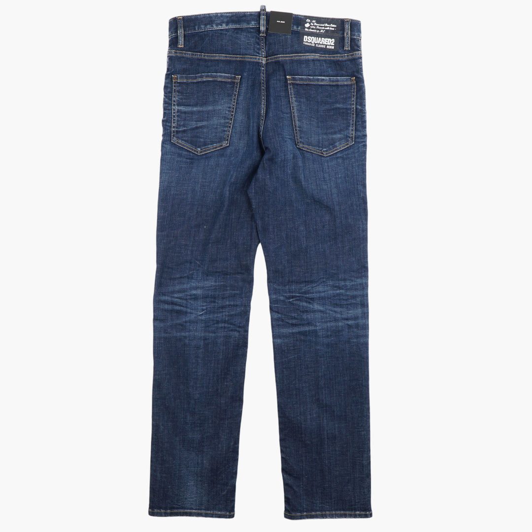 Jeans slim fit in denim blu da uomo DSQUARED2 con dettagli distintivi