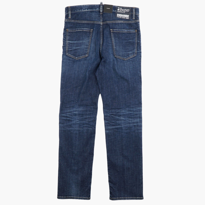 Jeans slim fit in denim blu da uomo DSQUARED2 con dettagli distintivi