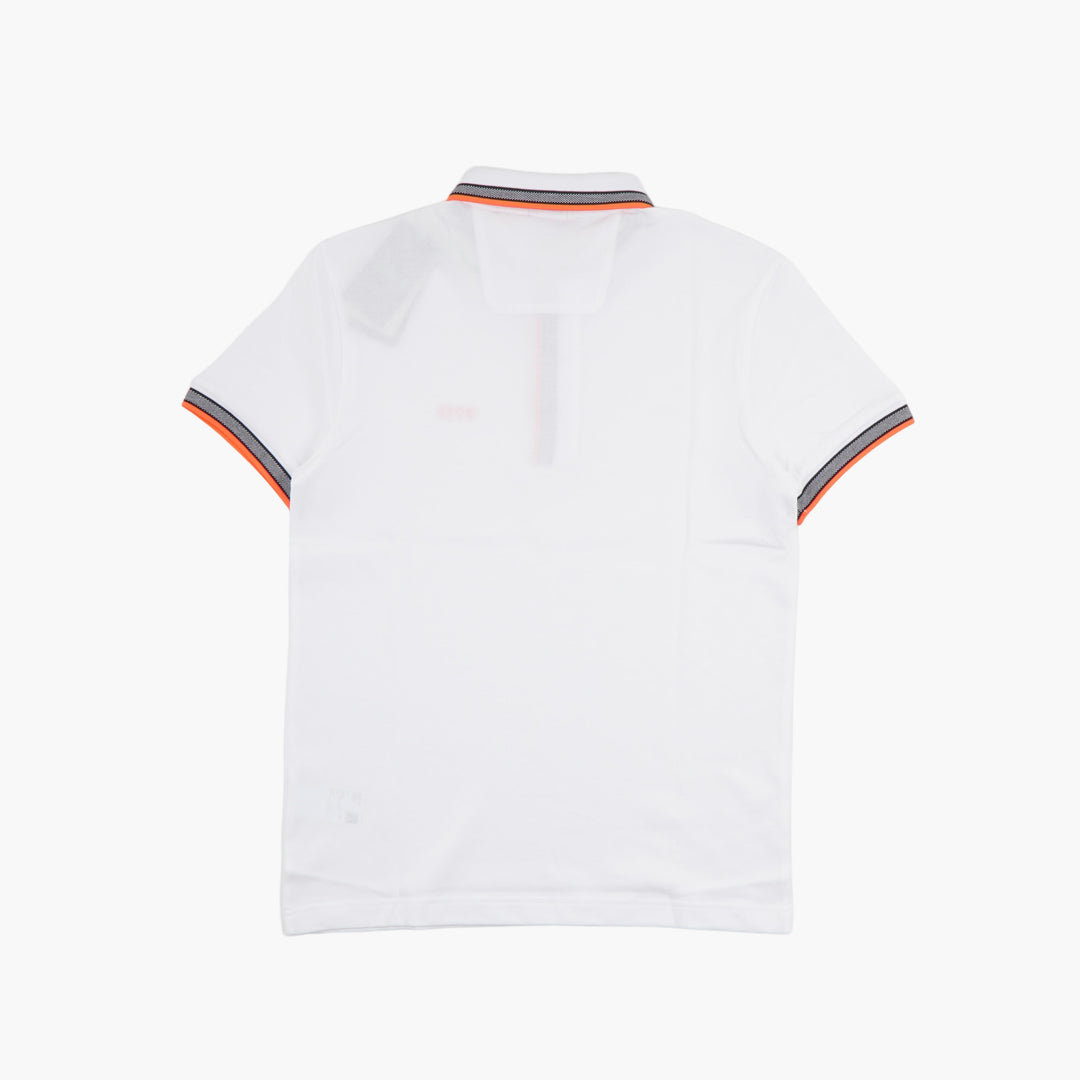 HUGO BOSS Men's Polo Shirt with Iconic Logo Embroidery and Contrasting Trim – White Multi