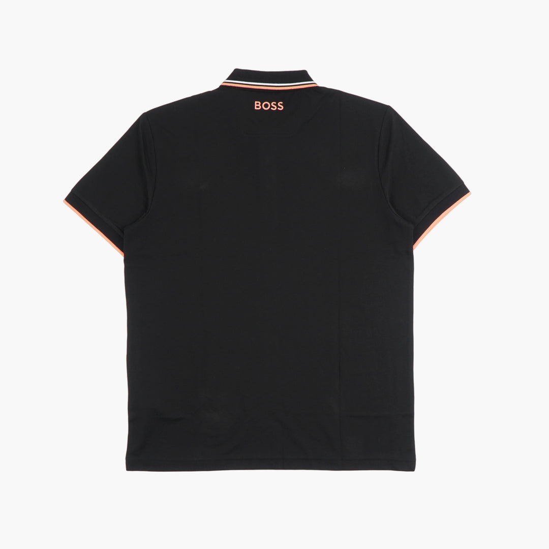 HUGO BOSS Men's Black Polo Shirt with Contrasting Trims