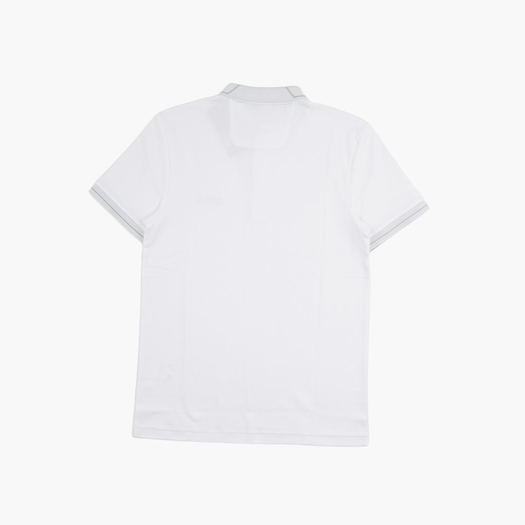 HUGO BOSS Men's White-Grey Polo Shirt - Classic, Timeless Elegance and Comfort