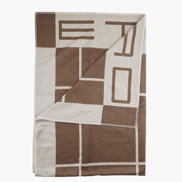 Etro Luxurious Geometric Patterned Blanket in Beige-Brown