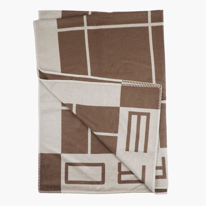 Etro Luxurious Geometric Patterned Blanket in Beige-Brown