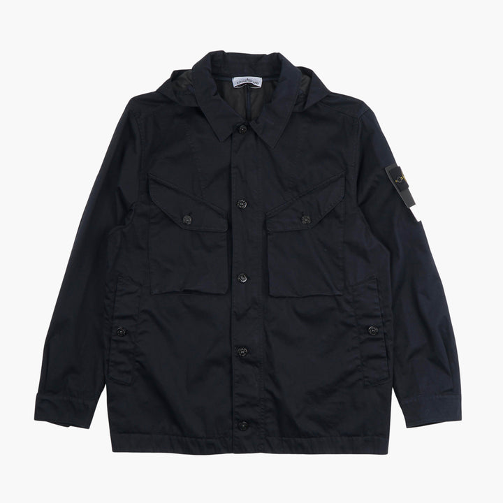 STONE ISLAND Men's Blue Jacket with Iconic Badge and Front Pockets