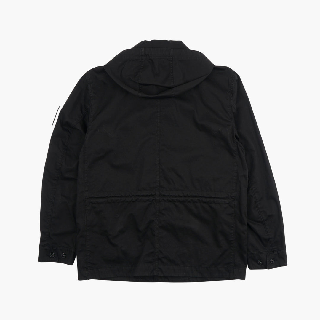 Stone Island Men's Nero Jacket with Signature Sleeve Patch