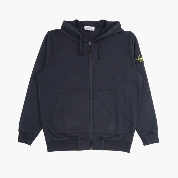 Stone Island Full-Zip Hoodie with Compass Patch - Blue