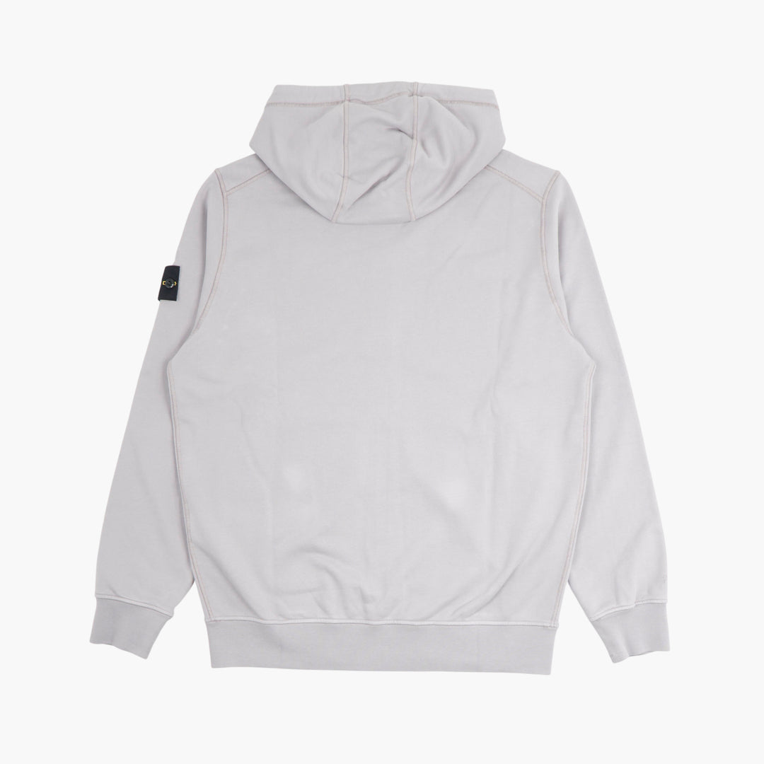 Felpa con cappuccio STONE ISLAND grigia con zip intera e dettaglio distintivo iconico