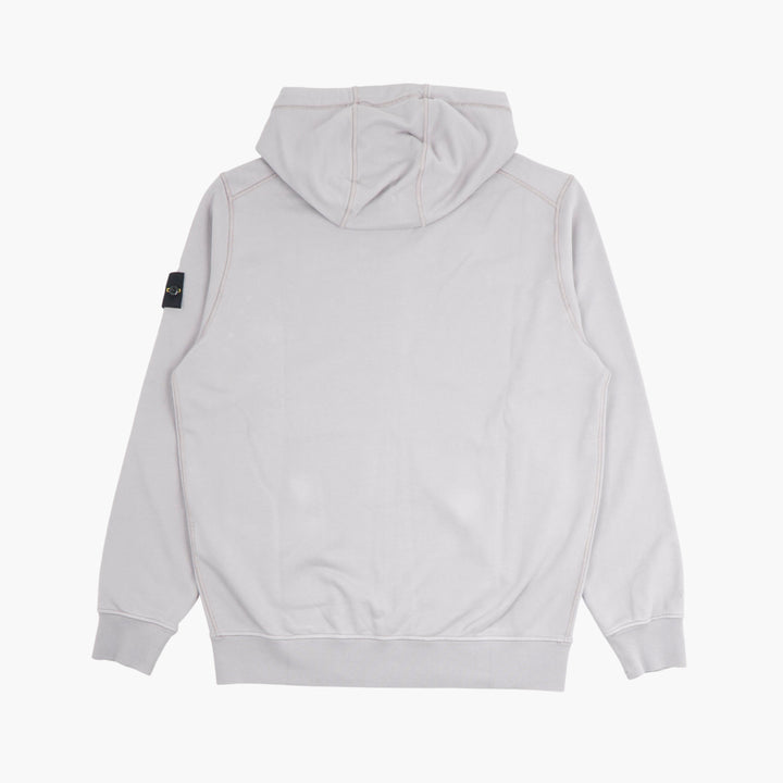 Felpa con cappuccio STONE ISLAND grigia con zip intera e dettaglio distintivo iconico