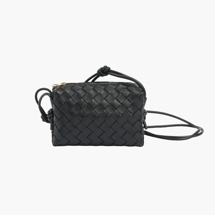 Bottega Veneta Intrecciato Black-Gold Crossbody Bag