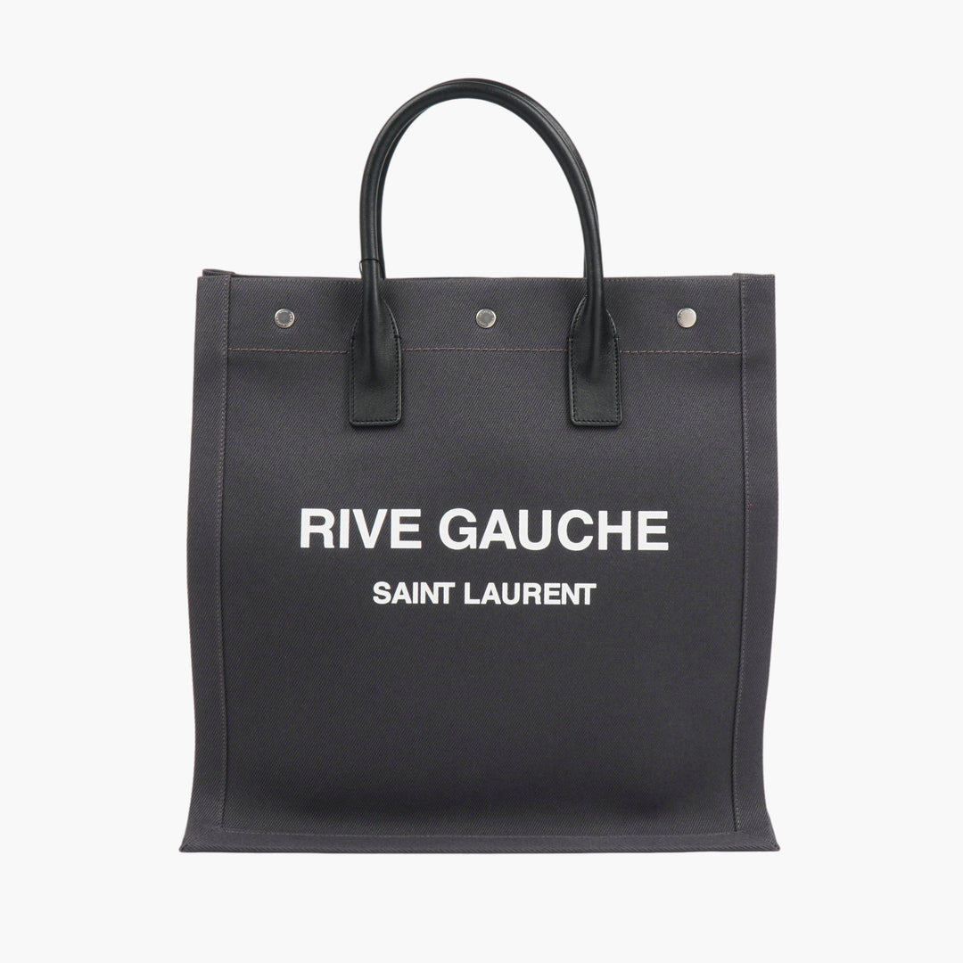 Borsa Tote Rive Gauche SAINT LAURENT - Tela nera con manici in pelle