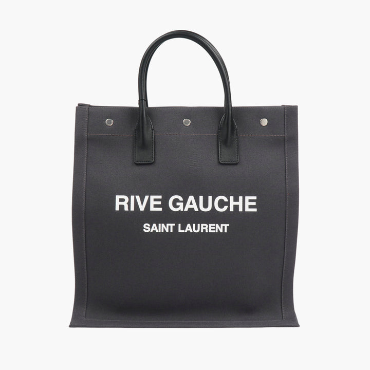 SAINT LAURENT Rive Gauche Tote Bag - Nero Canvas with Leather Handles, Made in Italy