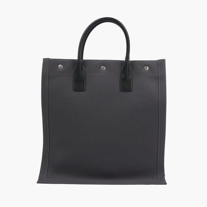 SAINT LAURENT Rive Gauche Tote Bag - Black Canvas with Leather Handles