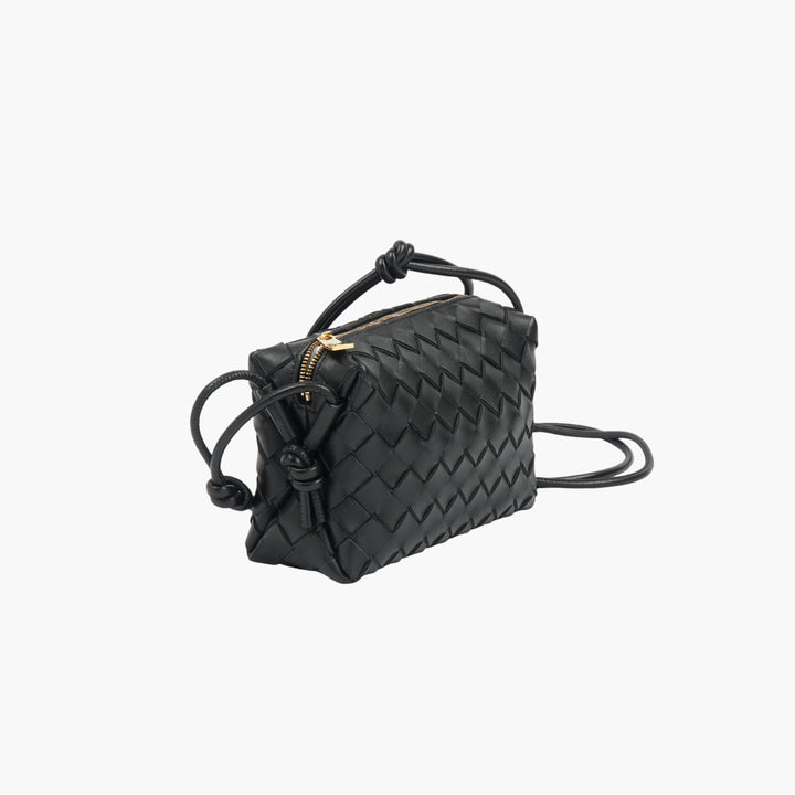 Bottega Veneta Intrecciato Black-Gold Crossbody Bag