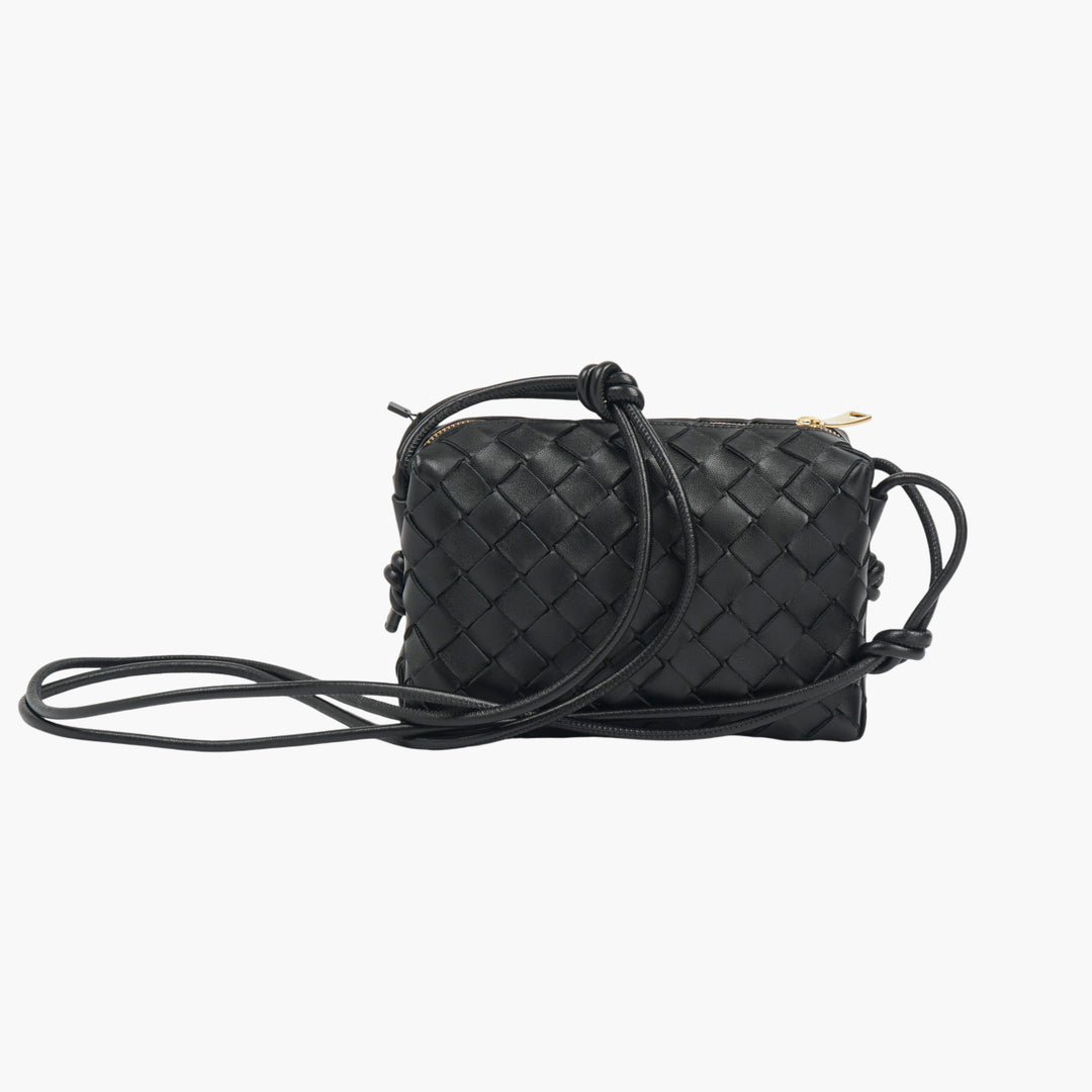 Bottega Veneta Intrecciato Black-Gold Crossbody Bag