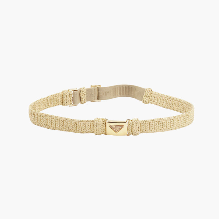 Prada Ivory-Gold Woven Belt with Adjustable Strap - Made in Italy