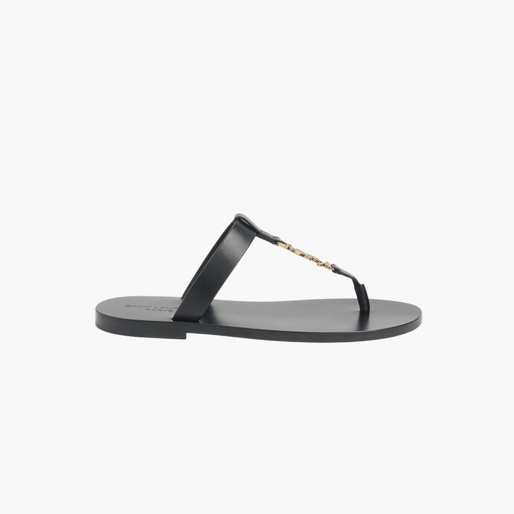 SAINT LAURENT Elegant Black and Gold Sandal