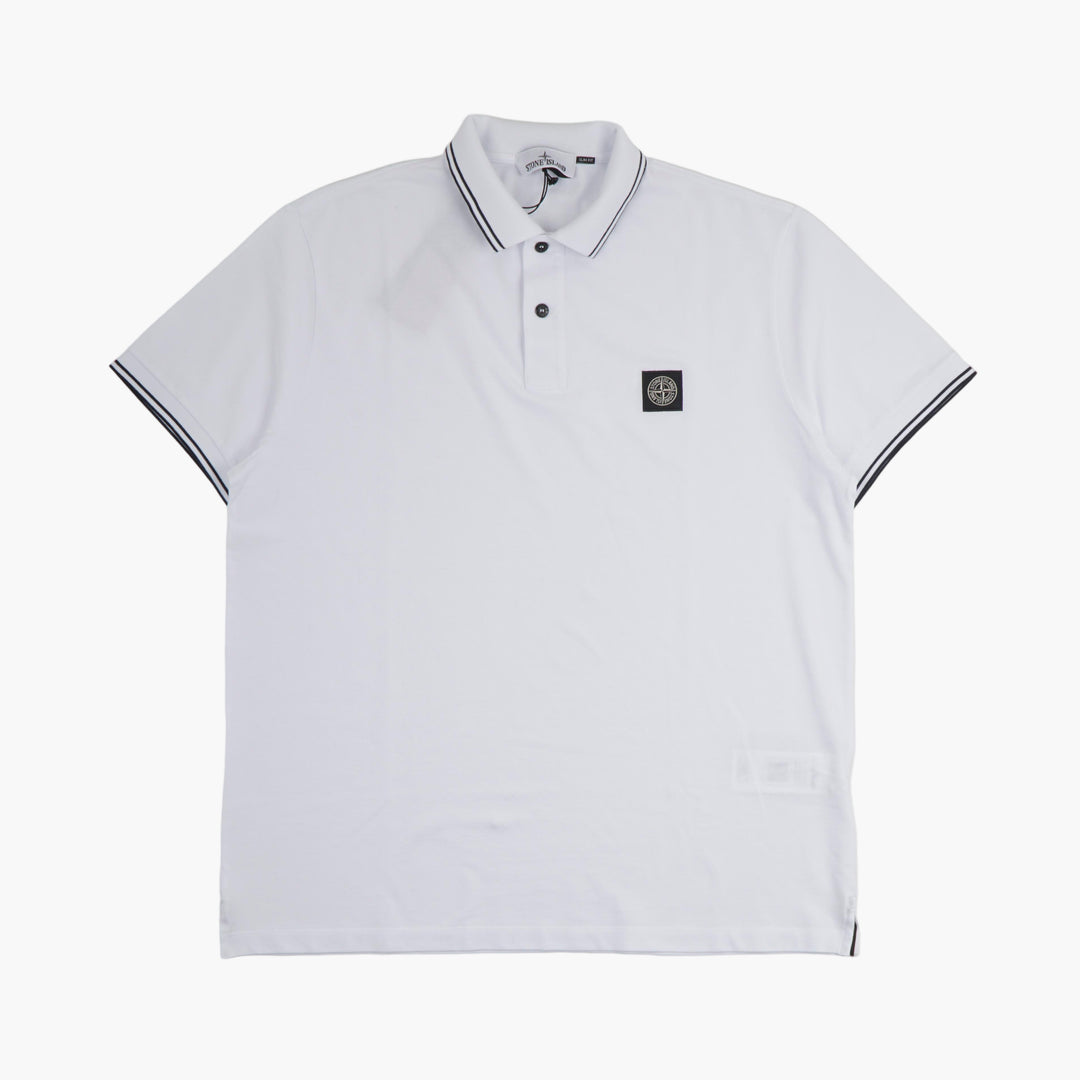 STONE ISLAND Men's Classic Polo Shirt with Compass Logo - White