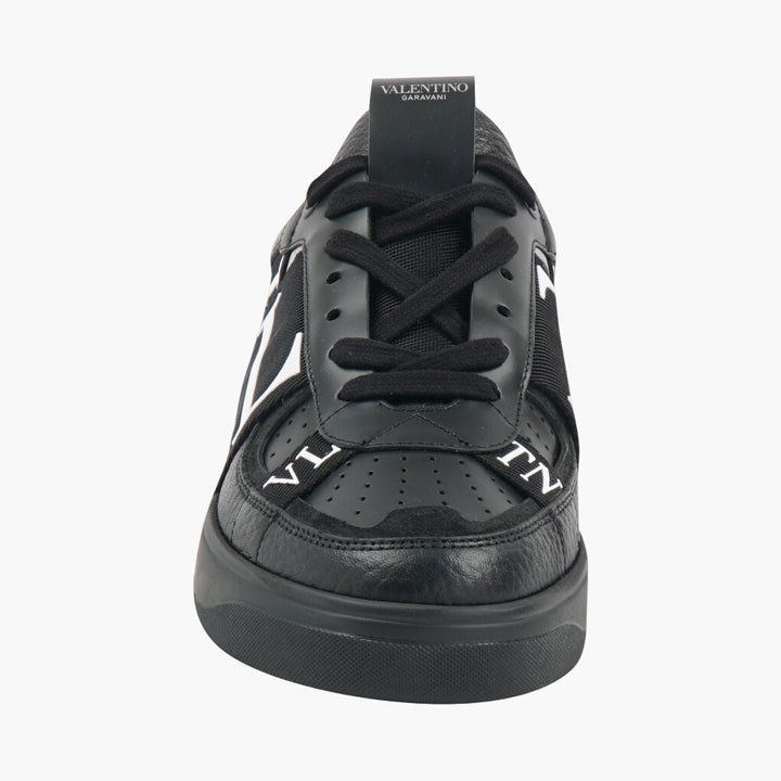 VALENTINO Black Leather Sneakers with VLTN Logo