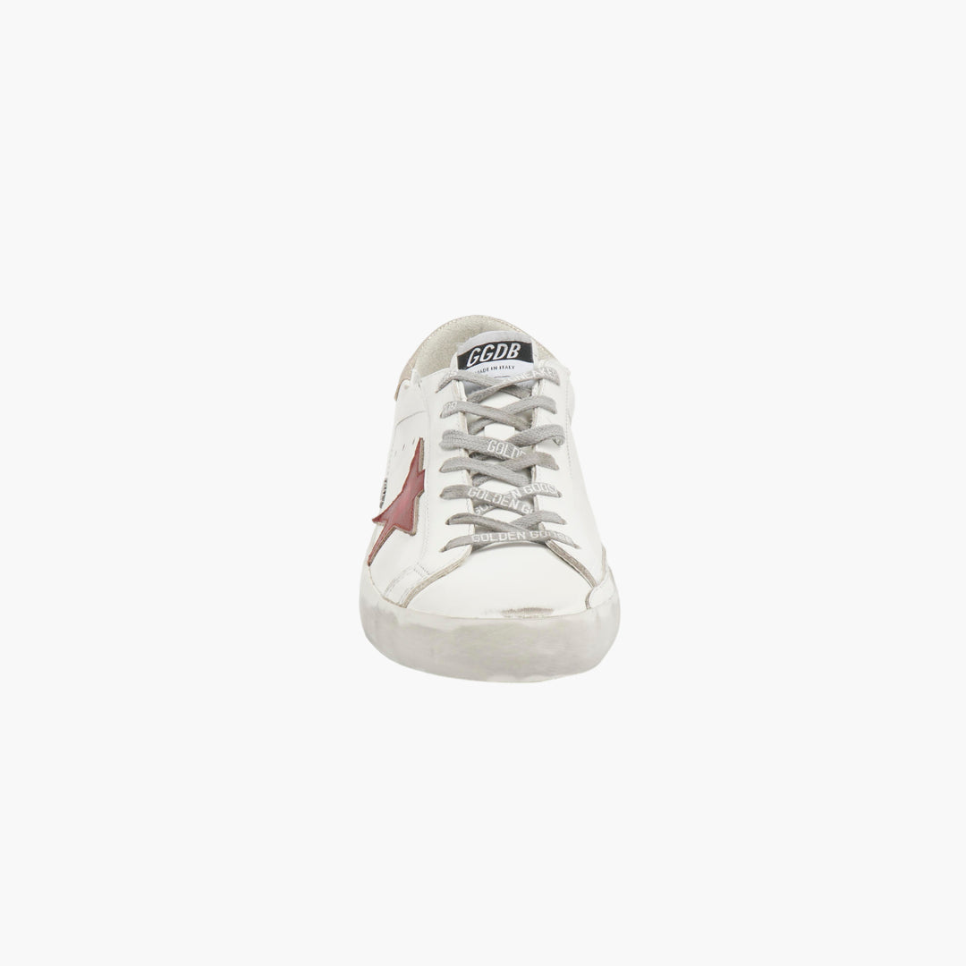 Golden Goose White-Gold-Red Sneakers with Red Star, Made in Italy