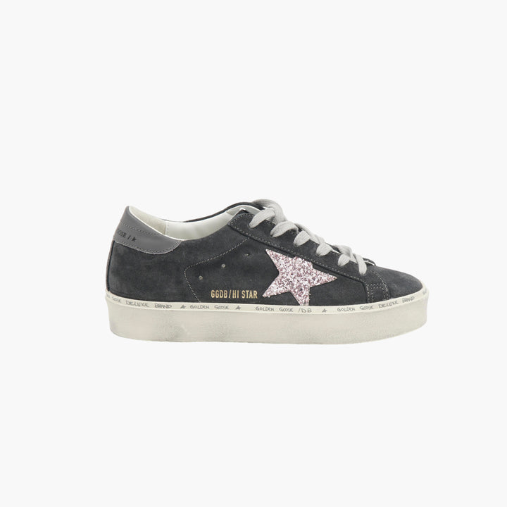 Golden Goose Dark Grey-Pink Vintage-Inspired Sneakers with Glittery Star Detail, Made in Italy