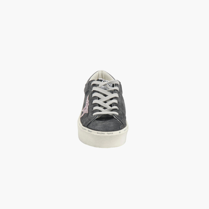 Golden Goose Dark Grey-Pink Vintage-Inspired Sneakers with Glittery Star Detail, Made in Italy