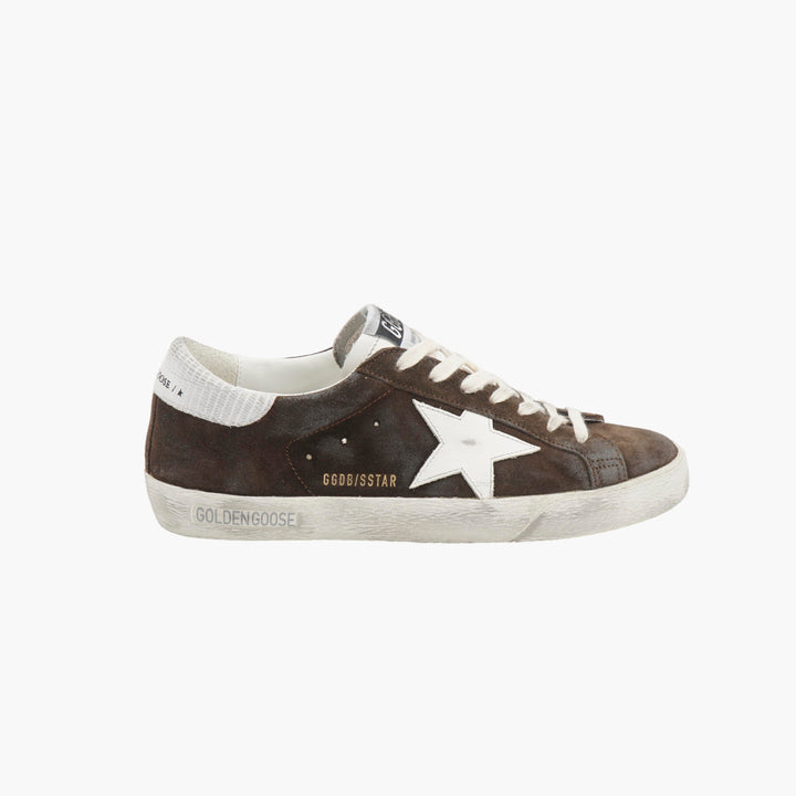 Golden Goose Dark Brown-White Premium Suede Sneakers with Iconic Star Patch Made in Italy