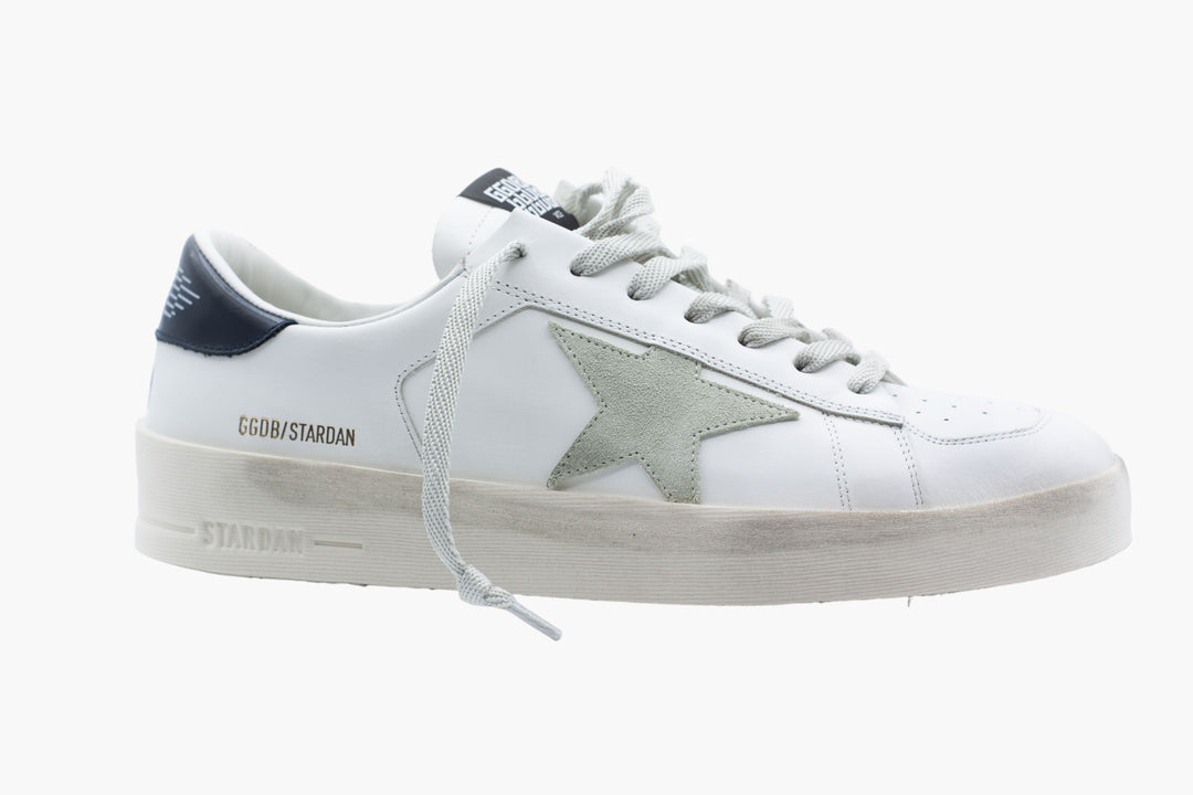 Golden Goose Men's White and Navy Sneakers with Iconic Star and Logo Details Made in Italy