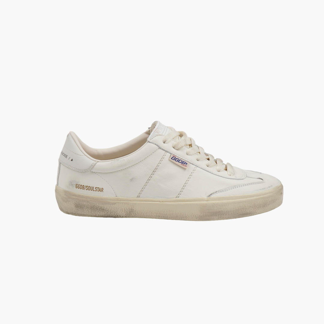 Golden Goose Men's Distressed Leather Sneakers in Bianco