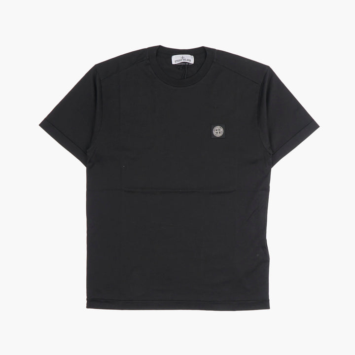 STONE ISLAND Men's Black T-shirt with Logo Patch