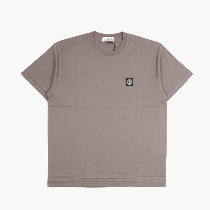 STONE ISLAND T-shirt girocollo con logo e toppa color kaki