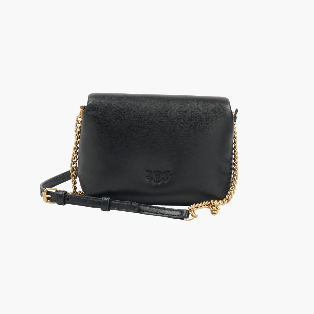 Pinko Black-Gold Elegant Chain Strap Bag with Signature Logo