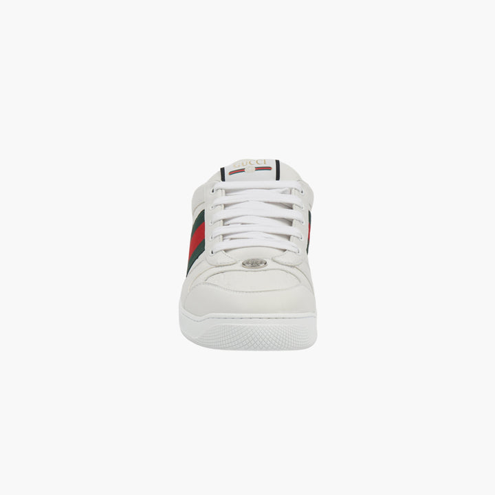 GUCCI Premium Leather Sneakers with Iconic Web Stripe - Made in Italy