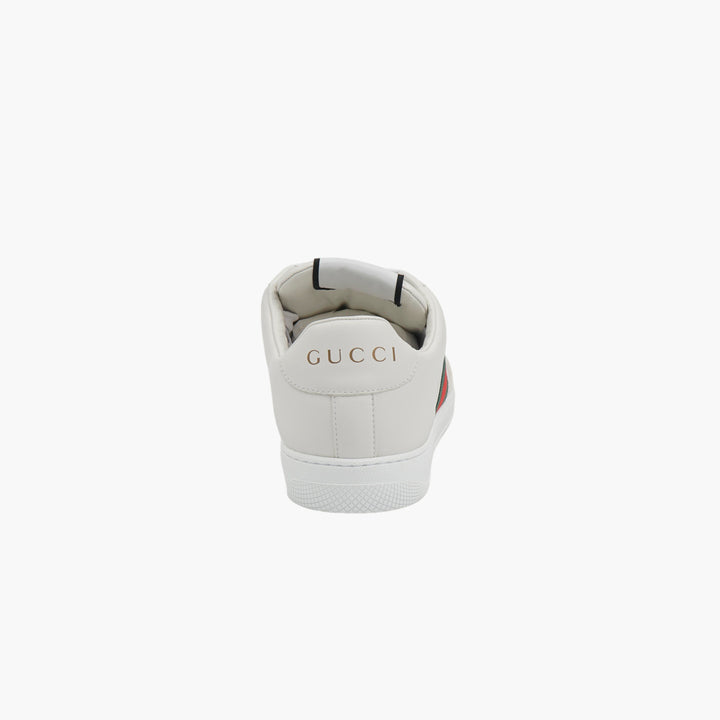 GUCCI Premium Leather Sneakers with Iconic Web Stripe - Made in Italy