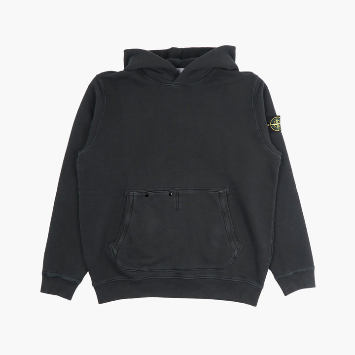 STONE ISLAND Grigio Hoodie with Iconic Logo and Kangaroo Pocket