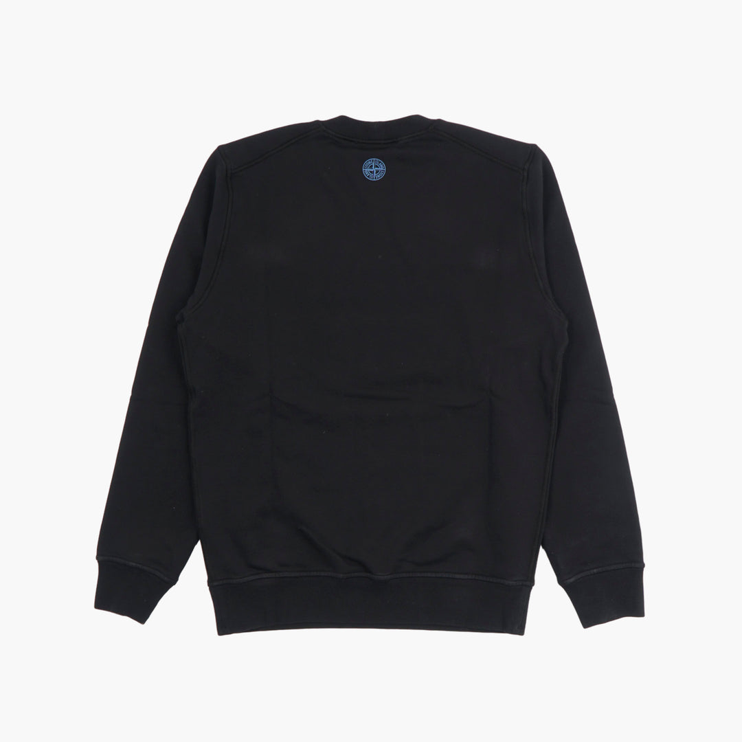 Felpa da uomo Stone Island nera-blu con dettaglio logo iconico